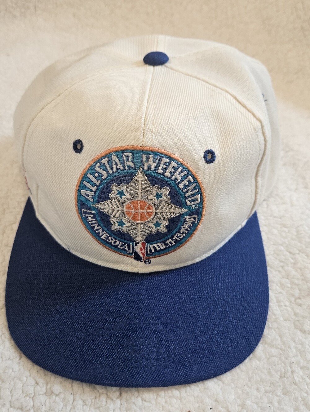 Vintage NBA All-Star Weekend Minnesota Snapback Hat 1994 White Blue Basketball